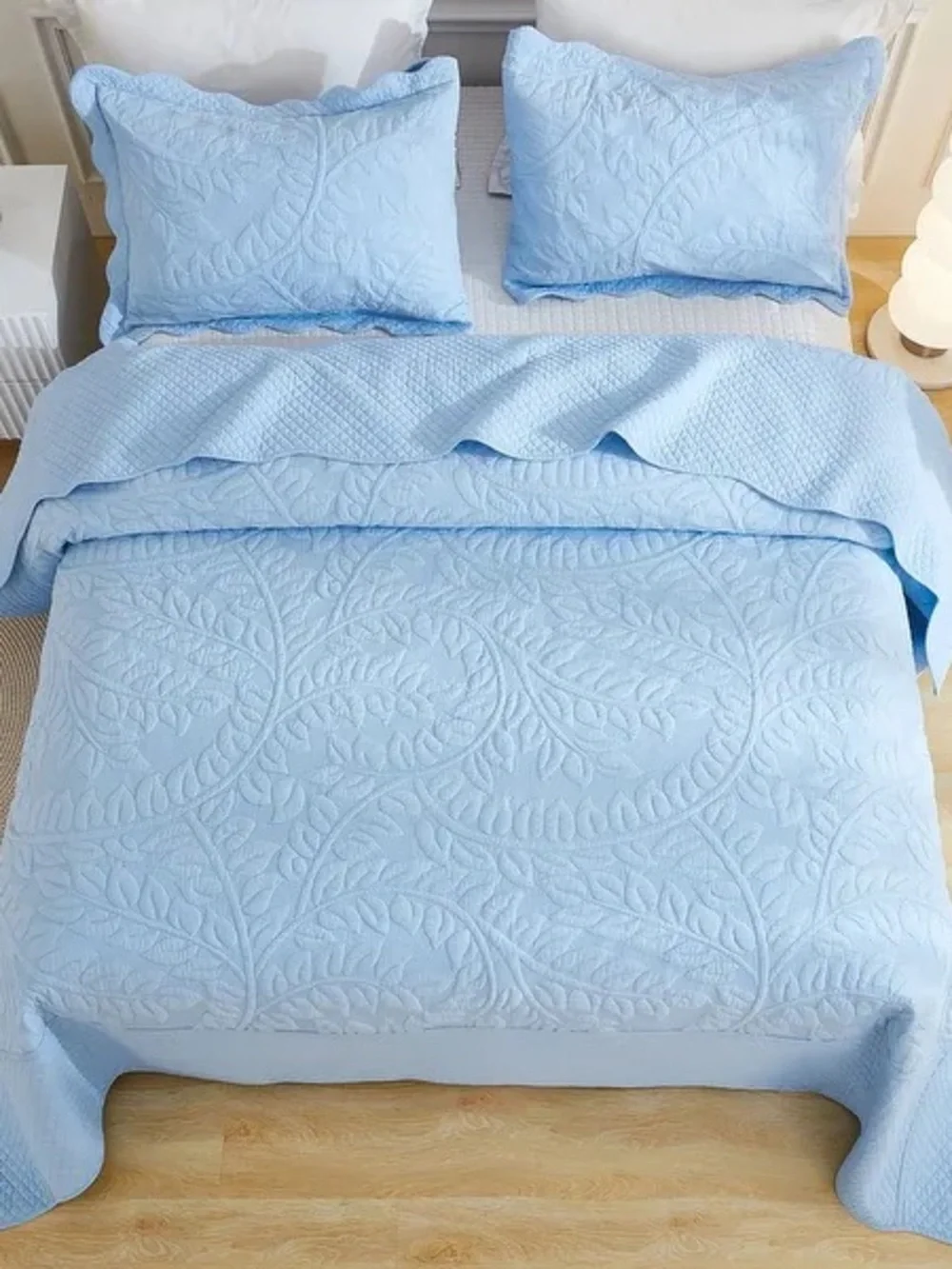 3 Piece Cotton Oversized Bedspread Quilt Set